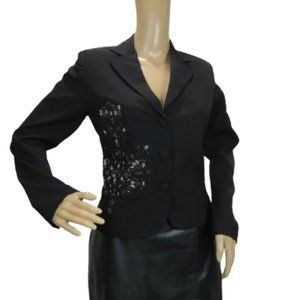 Carbon Orchid Embroidered Black Blazer